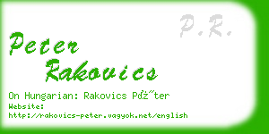 peter rakovics business card